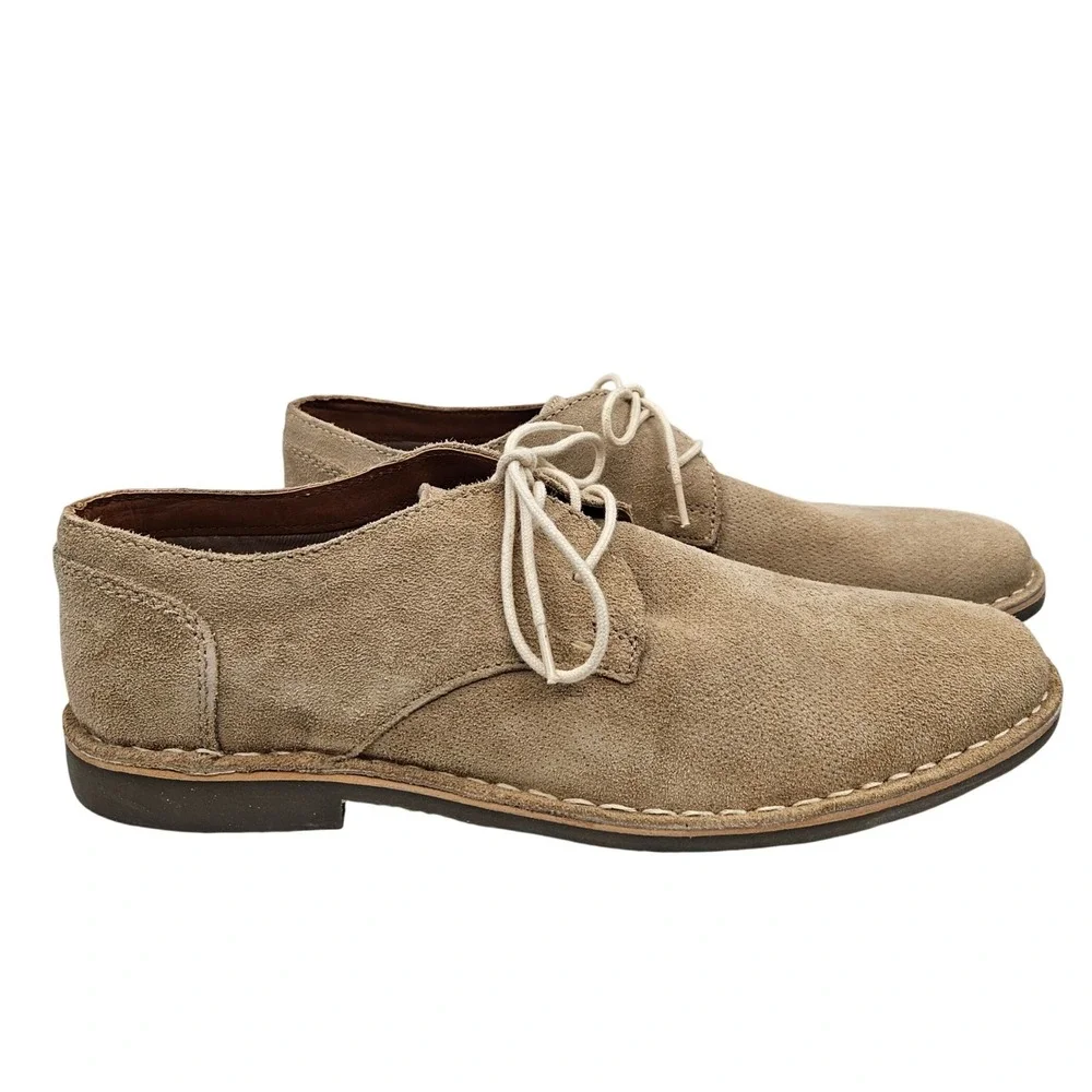 Studio Ink Mens Tan Suede Lace Up Derby‎ Shoes Beige Casual Dress Shoes